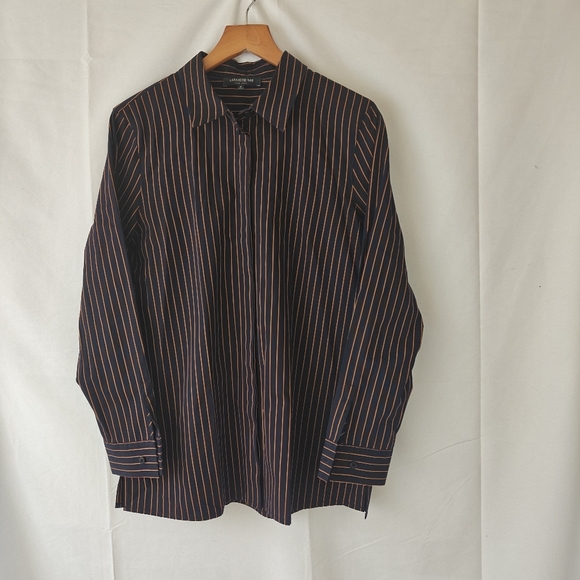 Lafayette 148 Striped Cotton Button Up Long Sleeve Shirt Size Small Women's - Picture 1 of 10